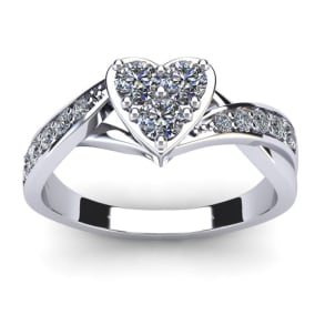 1/2 Carat Natural Heart Shape Engagement Ring In White Gold
