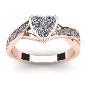 Cheap Engagement Rings, 1/2 Carat Heart Shape Engagement Ring In Rose Gold