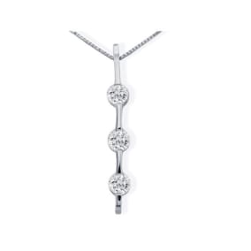 Contemporary 1ct Channel Set Natural Diamond Pendant in 14k White Gold