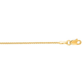 14 Karat Yellow Gold 1.1mm 24 Inch Round Diamond Cut Wheat Chain Necklace