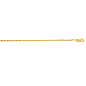 14 Karat Yellow Gold 1.5mm 22 Inch Round Wheat Chain Necklace