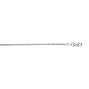 14 Karat White Gold 1.5mm 16 Inch Round Wheat Chain Necklace
