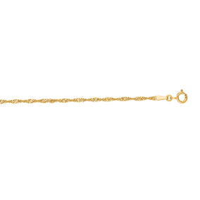 14 Karat Yellow Gold 1.70mm 16 Inch Singapore Chain Necklace