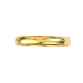14 Karat Yellow Gold 10.0mm 8 Inch Plain Shiny Round Dome Classic Bangle