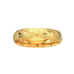 14 Karat Yellow Gold 13.5mm 8 Inch Florentine Round Dome Classic Bangle