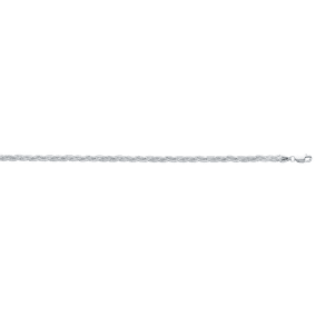 14 Karat White Gold 3.5mm 10 Inch Diamond Cut Braided Fox Chain Anklet