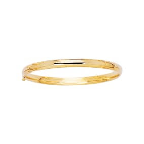 14 Karat Yellow Gold 5.5mm 5.50 Inch Children's All Shiny Bangle