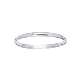 14 Karat White Gold 5.5mm 5.50 Inch Children's All Shiny Bangle
