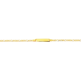 14 Karat Yellow Gold 6 Inch Children's Shiny Classic Figaro ID Bracelet