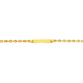14 Karat Yellow Gold 6 Inch Children's Shiny Puffed Mariner Link ID Bracelet