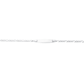 14 Karat White Gold 6 Inch Children's Shiny Classic Figaro ID Bracelet