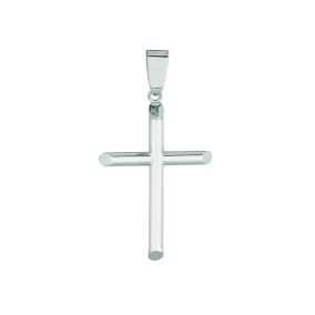 14 Karat White Gold All Shiny Small Cross Pendant
