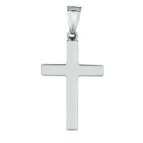 14 Karat White Gold All Shiny Small Cross Pendant