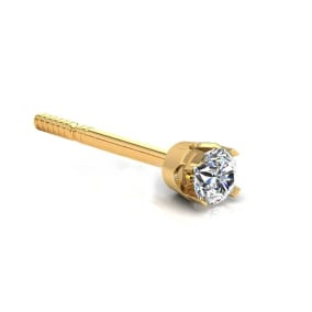 12 Point Single Natural Diamond Stud Earring In 14 Karat Yellow Gold