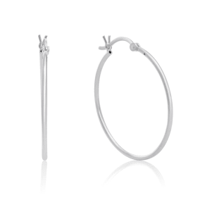Sterling Silver 1.2MM Wide 1 Inch Hoop Earrings. Super Popular For Every Day Wear!