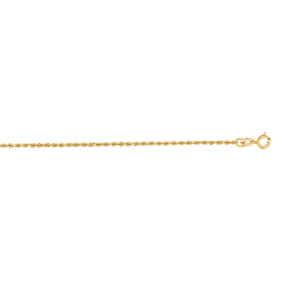 14 Karat Yellow Gold 1.25mm 16 Inch Solid Diamond Cut Rope Chain