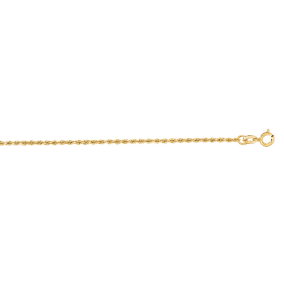 14 Karat Yellow Gold 1.25mm 16 Inch Solid Diamond Cut Rope Chain