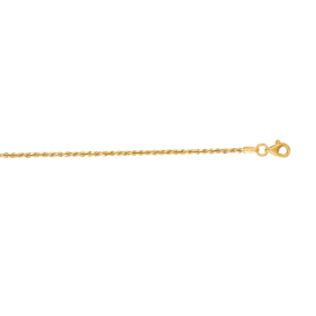 14 Karat Yellow Gold 1.50mm 18 Inch Solid Diamond Cut Rope Chain