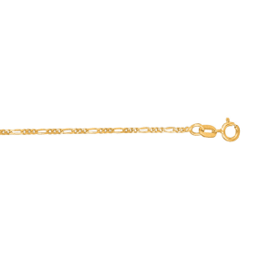 14 Karat Yellow Gold 1.30mm 10 Inch Diamond Cut Classic Figaro Chain Anklet