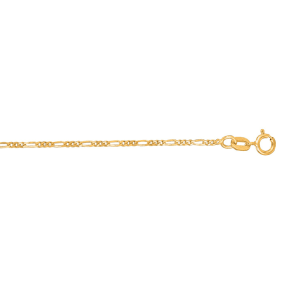 14 Karat Yellow Gold 1.90mm 10 Inch Diamond Cut Classic Figaro Chain Anklet