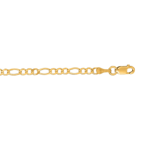 14 Karat Yellow Gold 2.80mm 16 Inch Diamond Cut Classic Figaro Chain