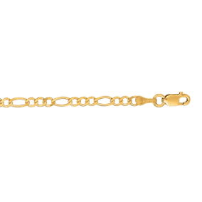 14 Karat Yellow Gold 3.10mm 18 Inch Diamond Cut Classic Figaro Chain