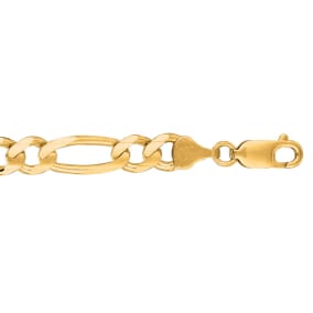 14 Karat Yellow Gold 7.0mm 8.50 Inch Diamond Cut Classic Figaro Chain