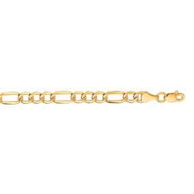 14 Karat Yellow Gold 4.6mm 24 Inch Diamond Cut Light Figaro Chain