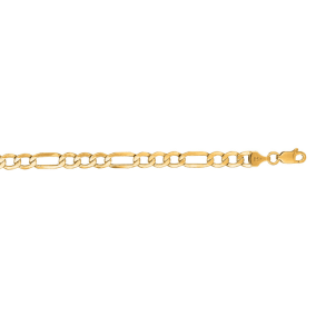 14 Karat Yellow Gold 5.4mm 20 Inch Diamond Cut Light Figaro Chain