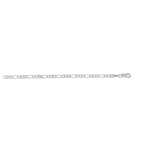 14 Karat White Gold 2.60mm 7 Inch Diamond Cut Classic Figaro Chain