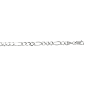 14 Karat White Gold 4.60mm 8 Inch Diamond Cut Classic Figaro Chain