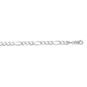 14 Karat White Gold 4.60mm 20 Inch Diamond Cut Classic Figaro Chain
