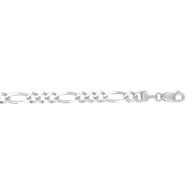 14 Karat White Gold 6.0mm 8 Inch Diamond Cut Classic Figaro Chain