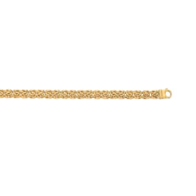 14 Karat Yellow Gold 7.20mm 7.25 Inch Shiny Byzantine Bracelet
