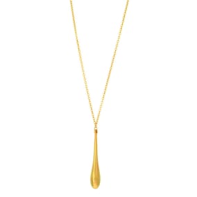 14 Karat Yellow Gold 1.10mm 17 Inch Shiny Teardrop & Cable Chain Necklace