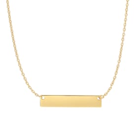 14 Karat Yellow Gold 4.9mm 18 Inch Horizontal Bar Necklace