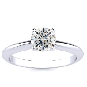 Round Engagement Rings, 3/4 Carat Diamond Engagement Ring Crafted In Platinum