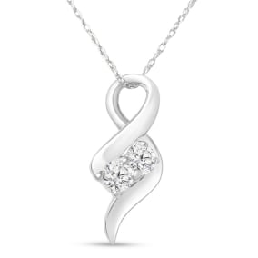 1/4 Carat Two Stone Two Diamond Intertwined Necklace In 14K White Gold