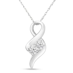 1/4 Carat Natural Two Stone Two Diamond Intertwined Necklace In 14K White Gold