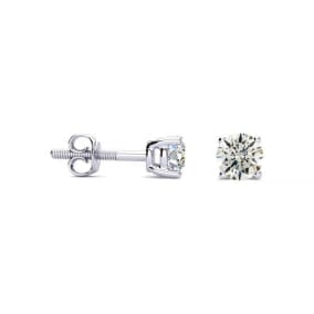 1/2 Carat Natural Diamond Stud Earrings In 14 Karat White Gold