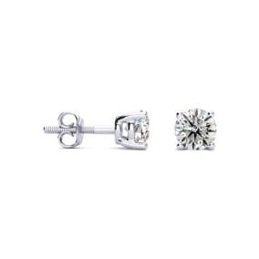 2/3 Carat Natural Diamond Stud Earrings In Platinum