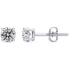 1 Carat Natural Natural, Colorless Diamond Stud Earrings In 14 Karat White Gold.  These Diamond Are Not Enhanced In Any Way!