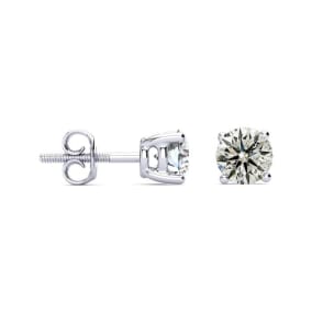 1 1/2 Carat Natural Diamond Stud Earrings In 14 Karat White Gold. Genuine Natural Earth Mined Untreated Diamonds!