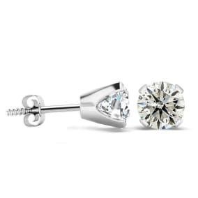 2 Carat Natural Diamond Stud Earrings In 14 Karat White Gold. Very Shiny And Gorgeous. Upgraded Quality For 2023!
