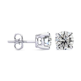 3 Carat Natural Diamond Stud Earrings In 14 Karat White Gold