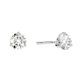 1 Carat Natural Diamond Martini Stud Earrings In 14 Karat White Gold
