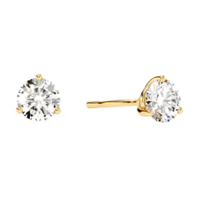 1 1/2 Carat Natural Diamond Martini Stud Earrings In 14 Karat Yellow Gold