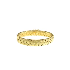 18 Karat Yellow Gold 11.2mm 8 inch Basket-Weave Bracelet