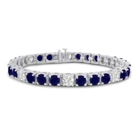 16 Carat Sapphire and Diamond Bracelet In 14 Karat White Gold