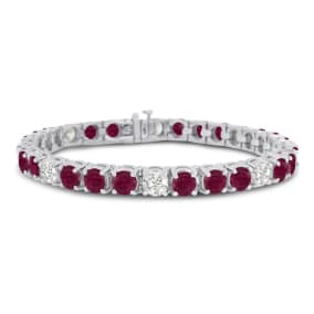 16 Carat Ruby and Diamond Bracelet In 14 Karat White Gold